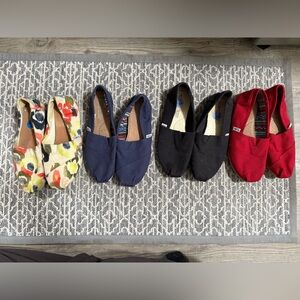 TOMS Vibrant Slip-On 4 pack in Red, Navy, and Black & printed